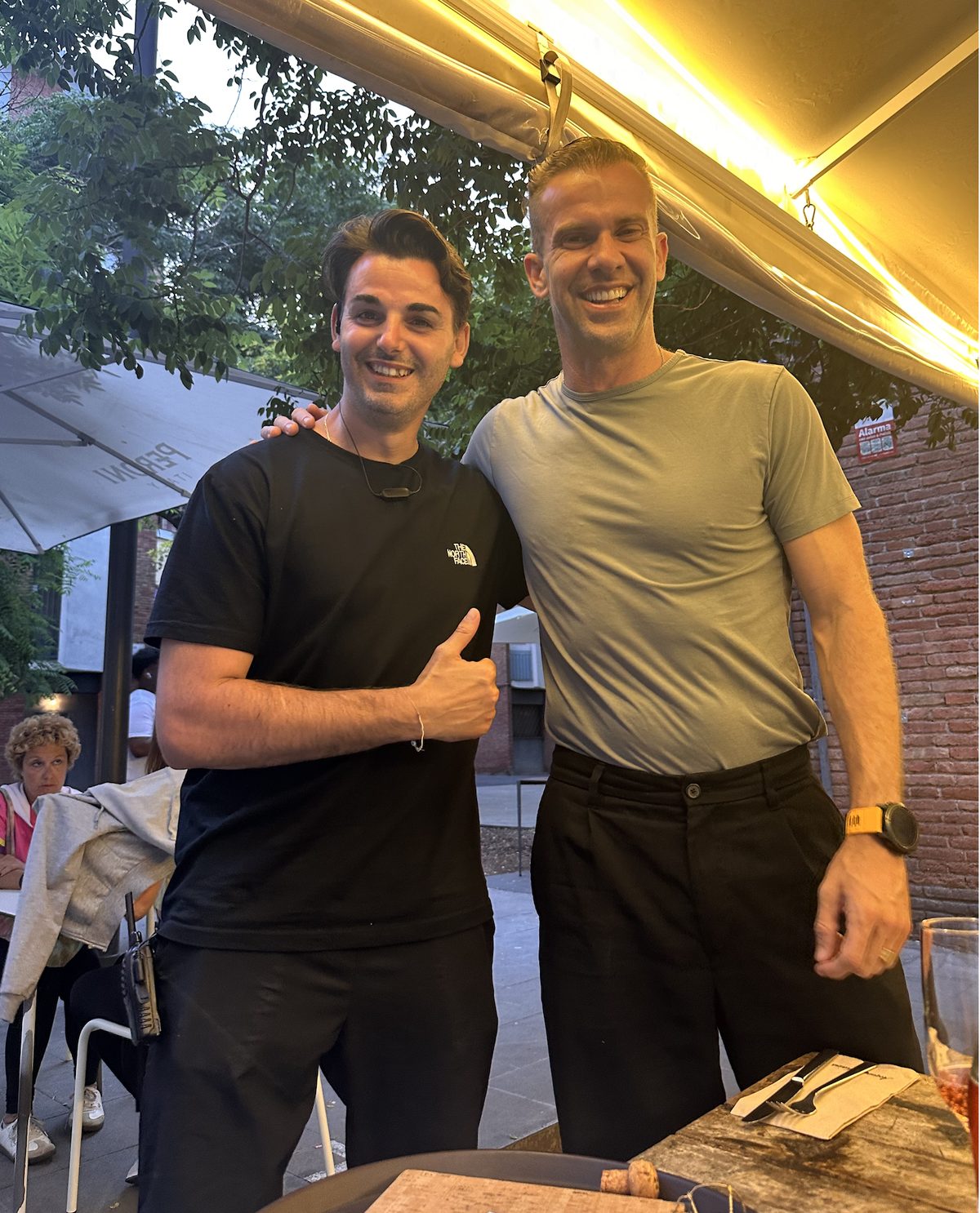 Joe with Baldo, owner of Acqua y Farina